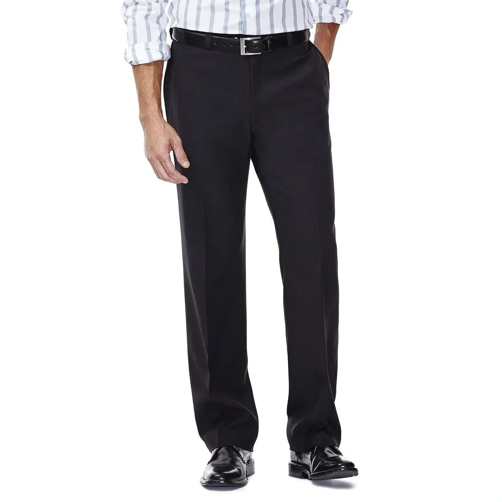 Haggar Mens Pants Sz 38 x 29‎ Repreve Stria Black Dress Smart Fiber Classic NEW